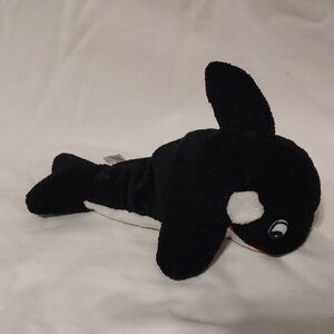 Black and White Orca Plush Bean Bag Kids Toy